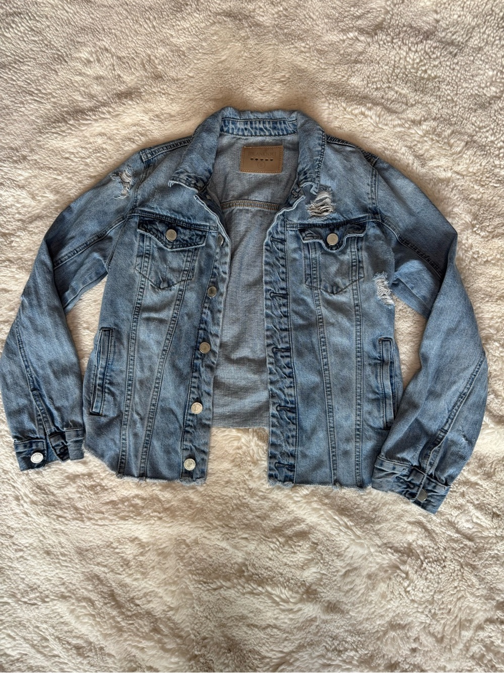 BLANK NYC Distressed Denim Jacket | Light Wash | Size Small